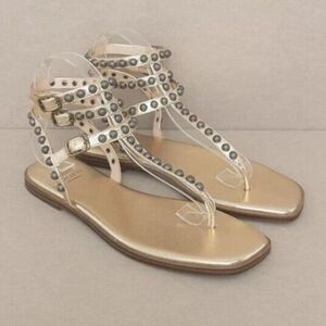 Oasis‎ Society Oaklyn Studded Gladiator Gold Silver Sandals Sz. 7